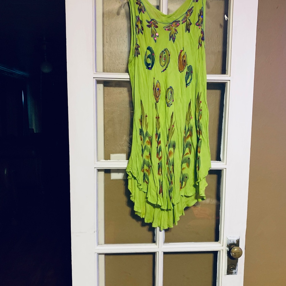 Sunflower asymmetrical hem green multicolor sleeveless top